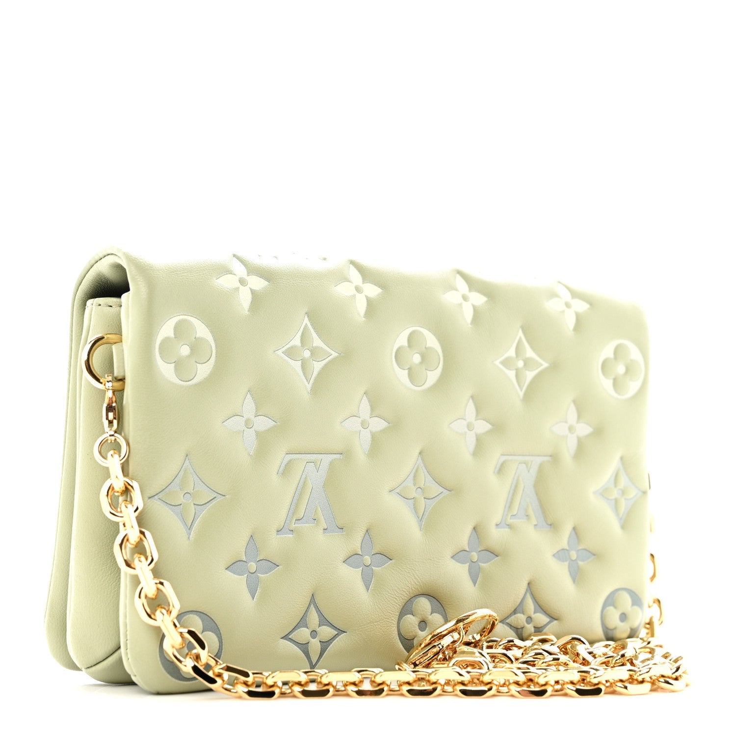 Lambskin Embossed Monogram Pochette Coussin Green