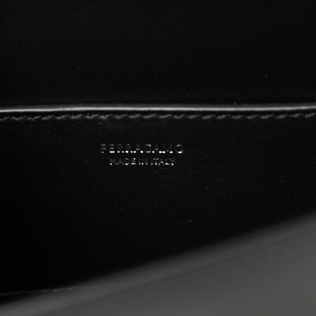Calfskin Crystal Double Gancini Mini Bag Black