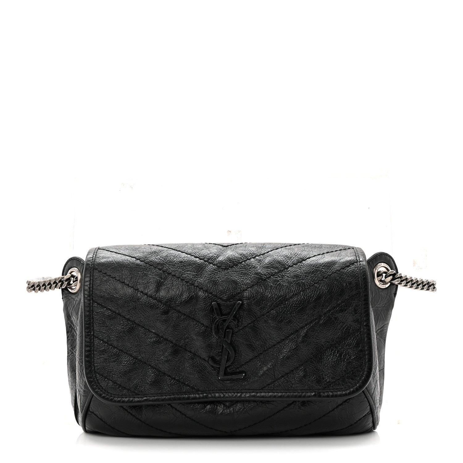 Crinkled Calfskin Matelasse Monogram Niki Body Bag Black