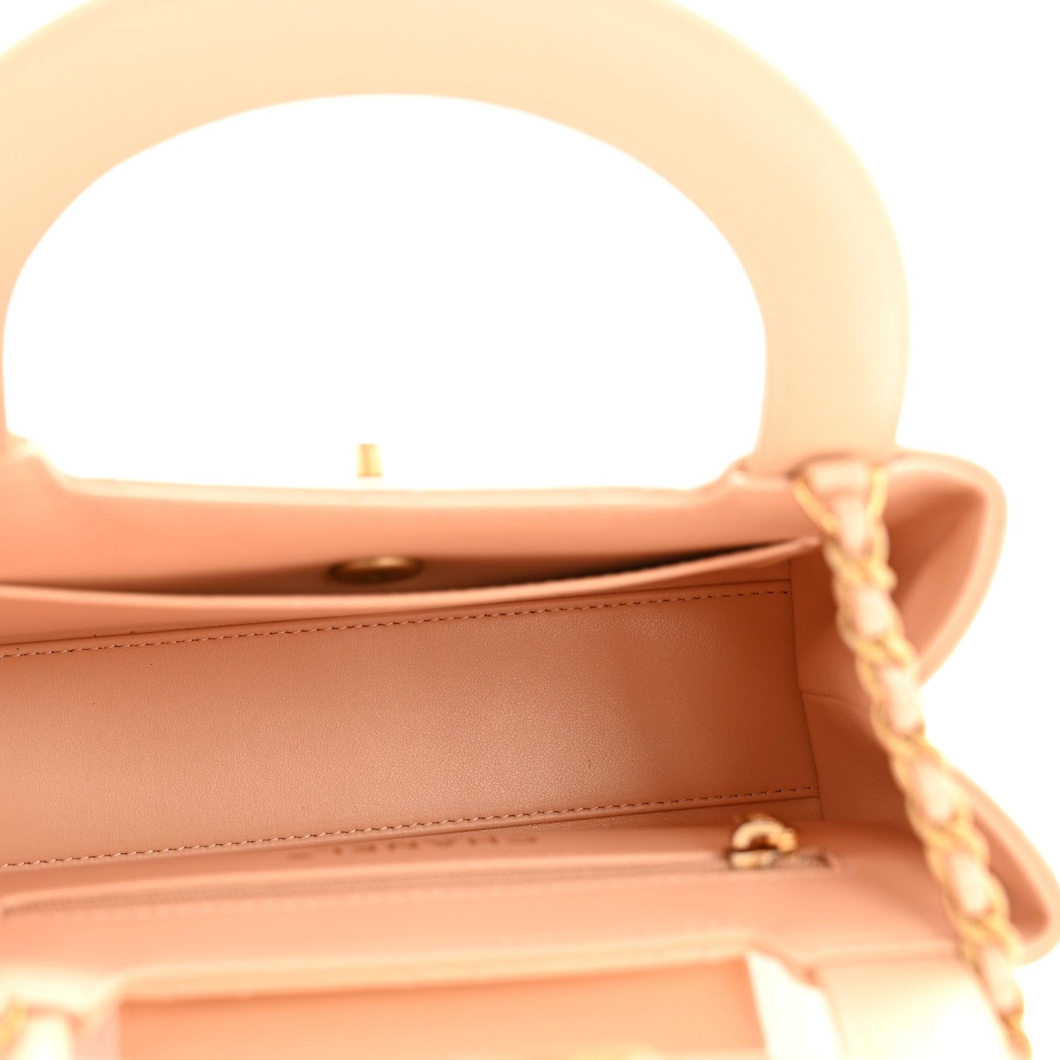 Shiny Aged Calfskin Quilted Nano Kelly Shopper Beige
