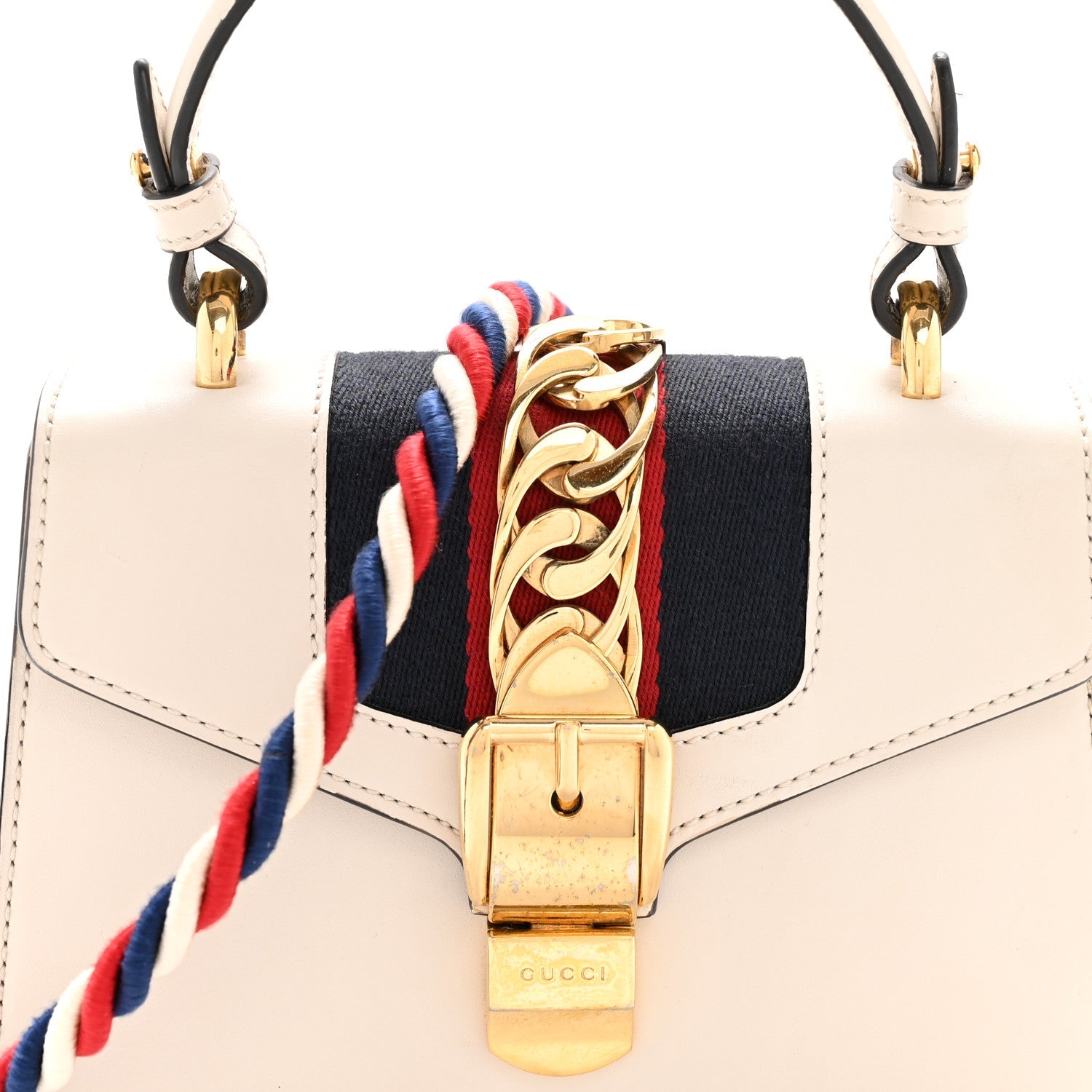 Calfskin Mini Sylvie Top Handle Bag White