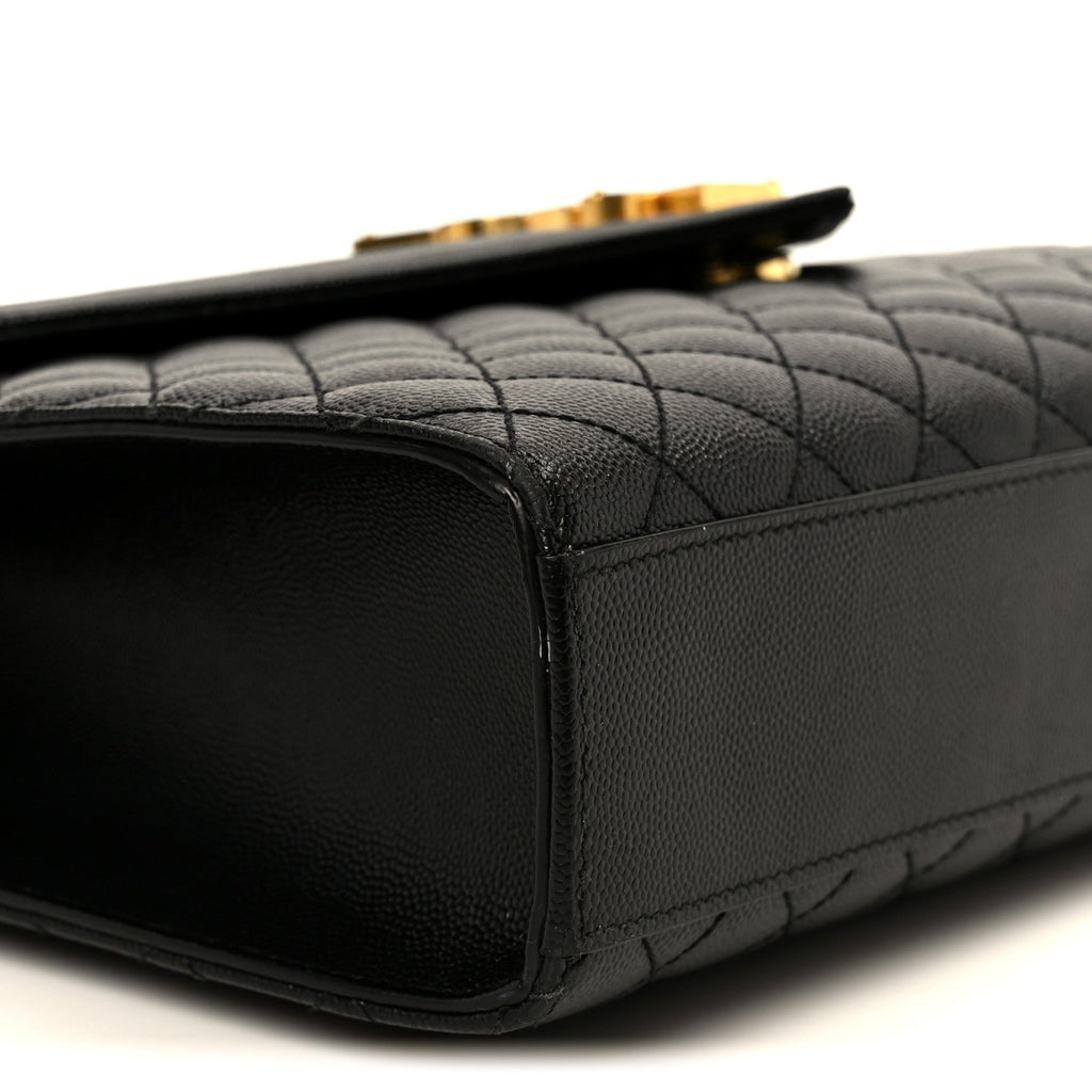 Grain De Poudre Textured Mixed Matelasse Large Triquilt Monogram Satchel Black