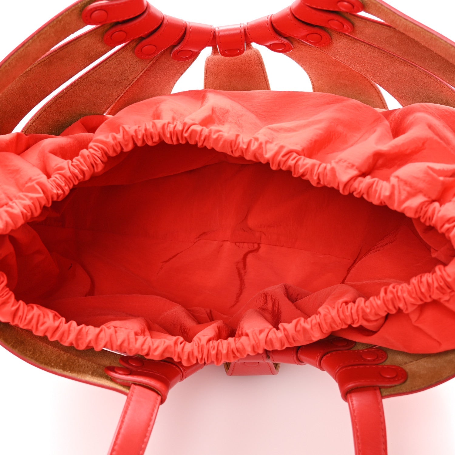 French Calfskin Shell Bag Chili Tomato