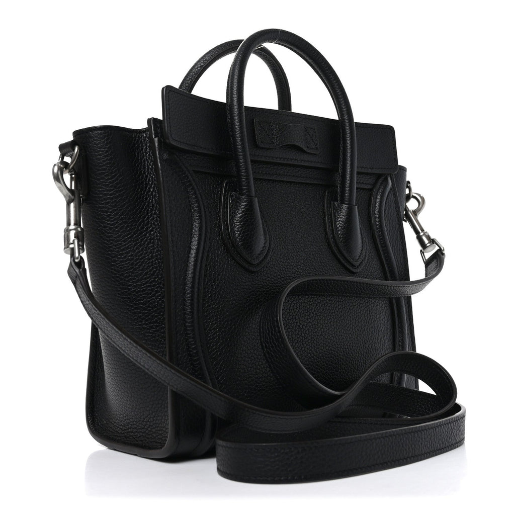 Drummed Calfskin Nano Luggage Black