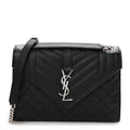 Grain De Poudre Textured Mixed Matelasse Triquilt Medium Monogram Satchel Black