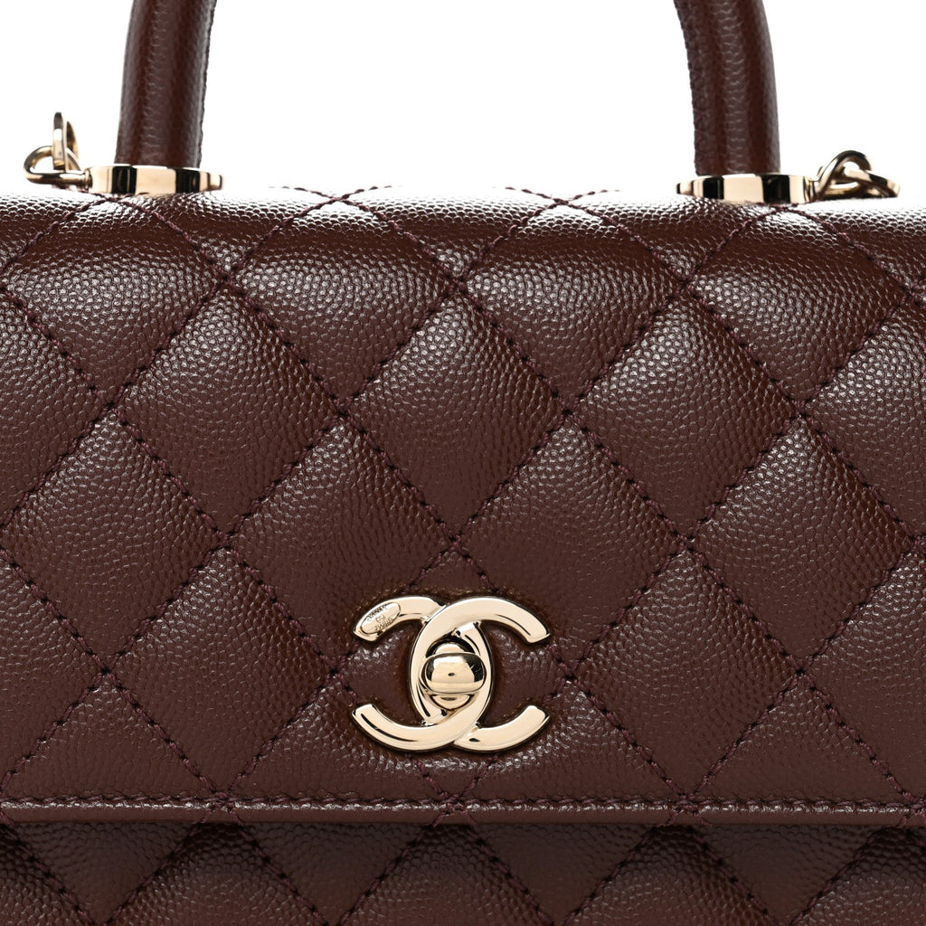 Caviar Quilted Extra Mini Coco Handle Flap Dark Brown