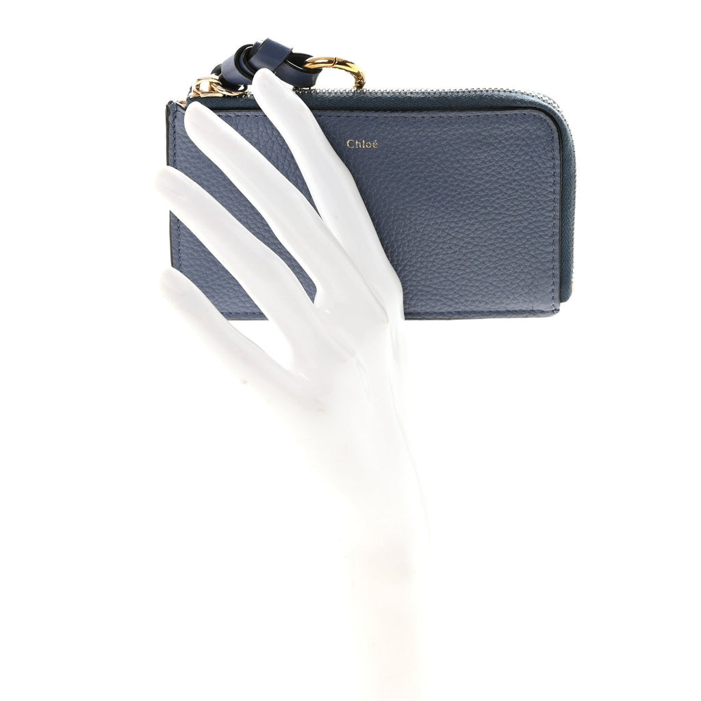 Calfskin Alphabet Purse Wallet Blue