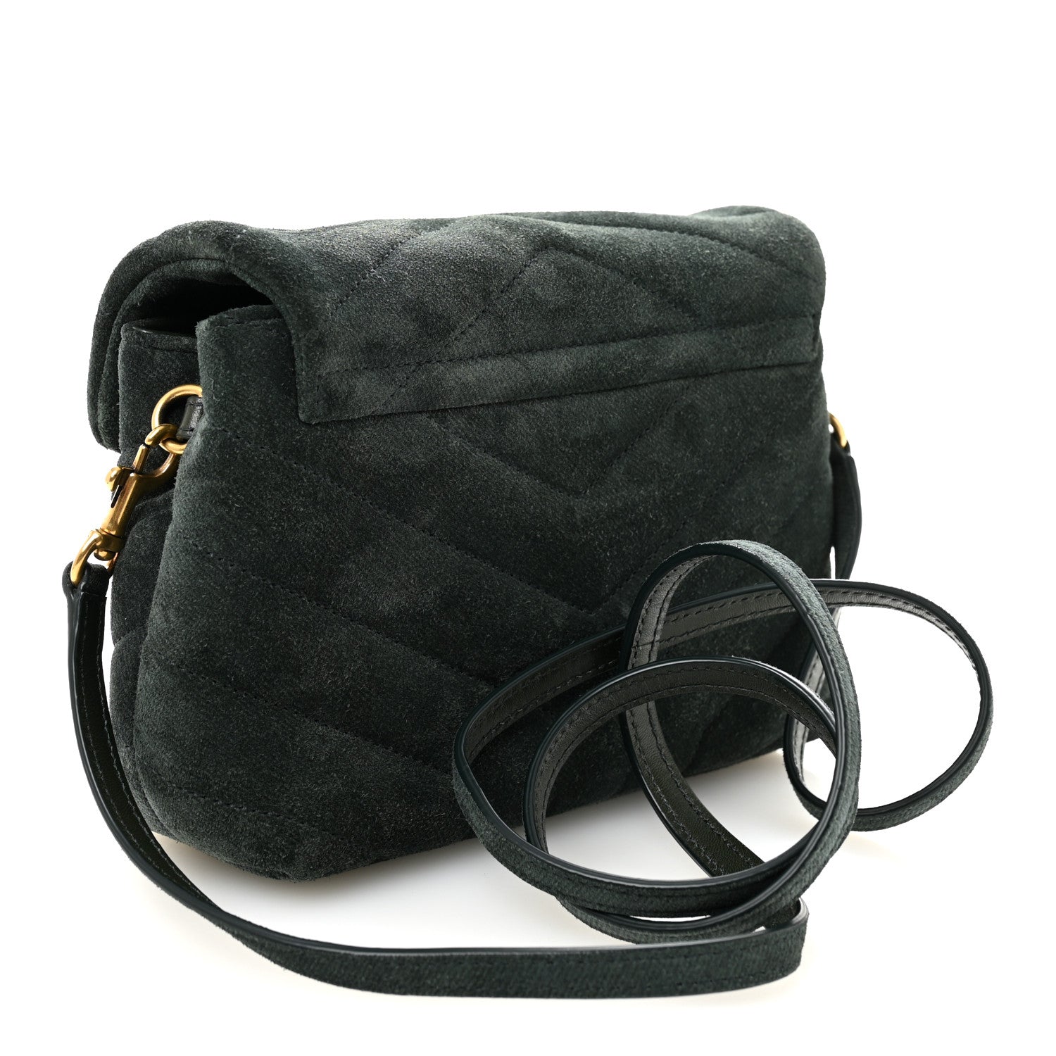 Suede Y Quilted Monogram Toy Loulou Crossbody Bag Dark Forest