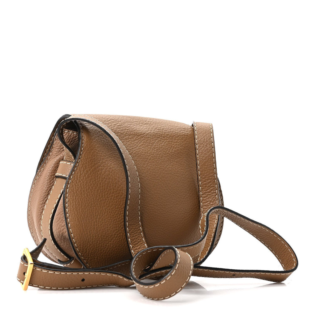 Calfskin Mini Marcie Round Crossbody Bag Nut