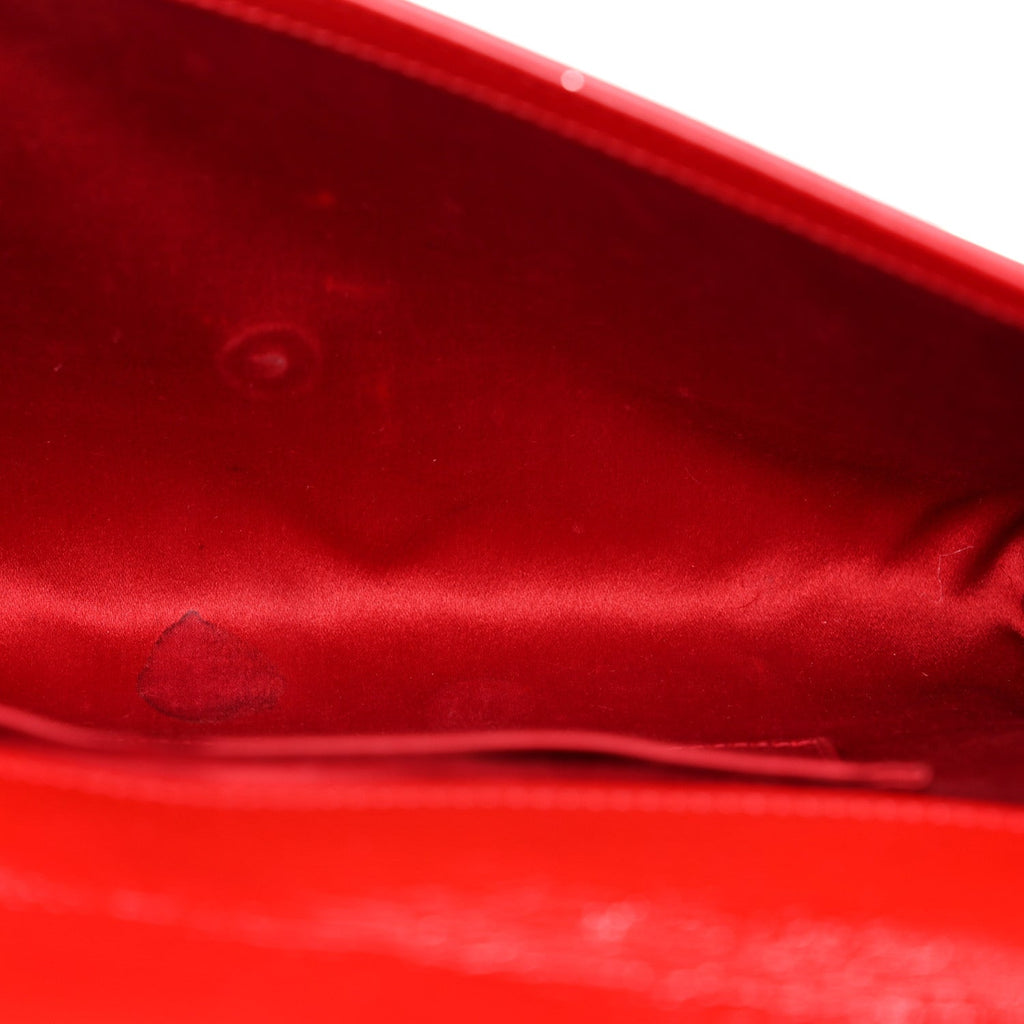 Textured Patent Monogram Large Belle De Jour Clutch Red