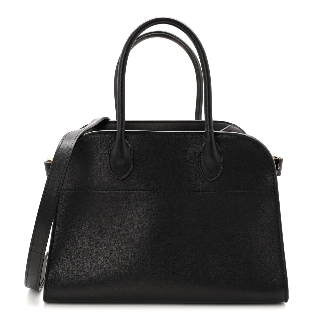 Polished Saddle Calfskin Soft Margaux 10 Bag Black
