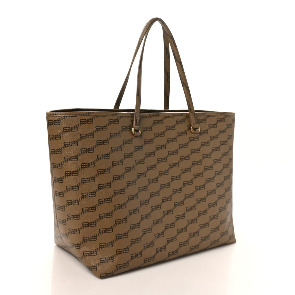 Coated Canvas BB Monogram Large Signature East West Shopper Bag Beige Brown