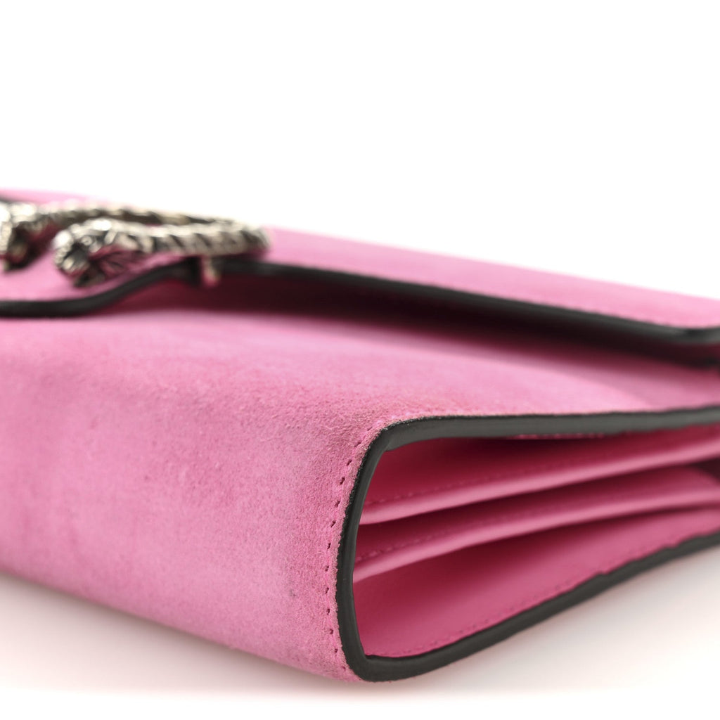 Suede Mini Dionysus Chain Wallet Pink Tropical Flower