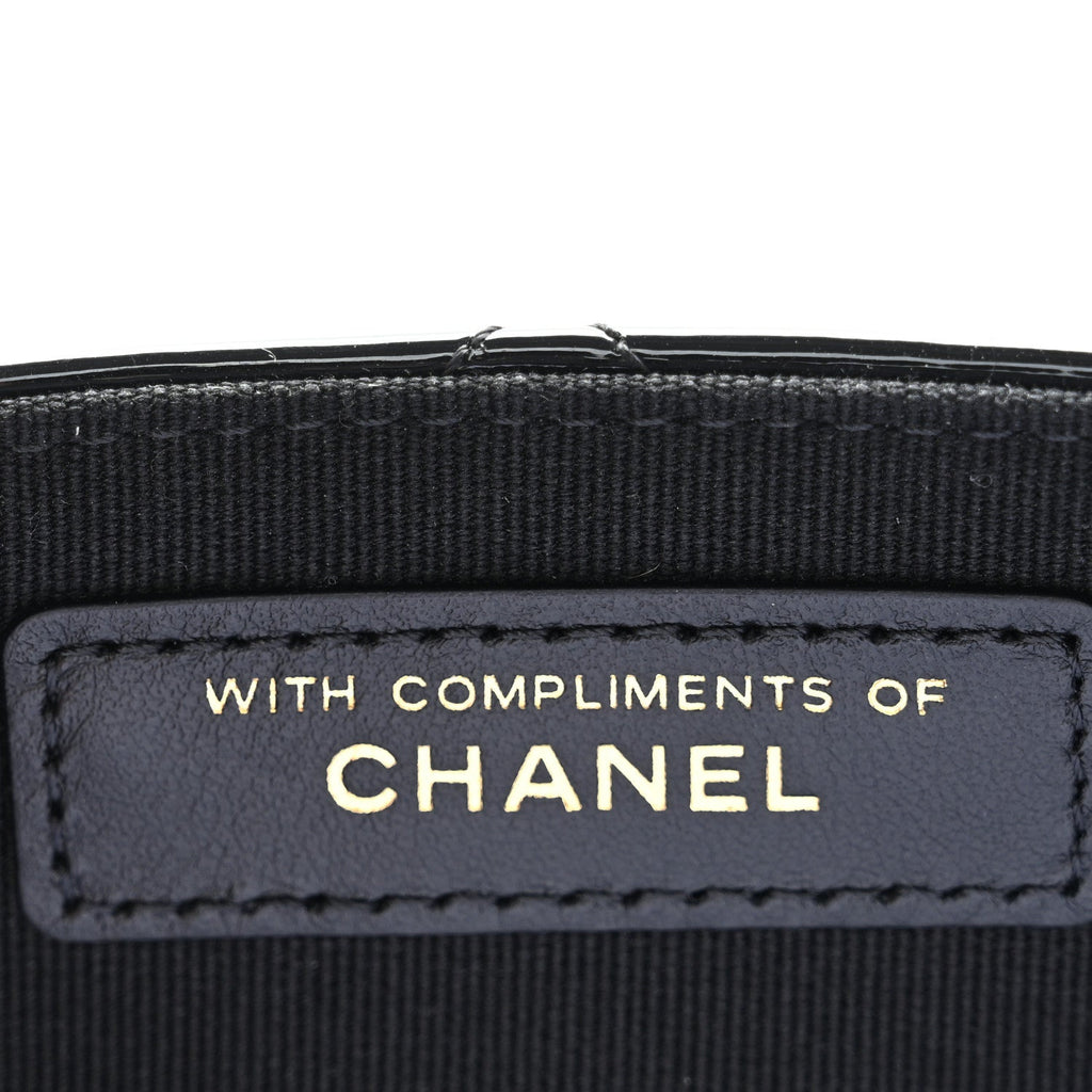 Patent Calfskin Quilted Mini Flap Black