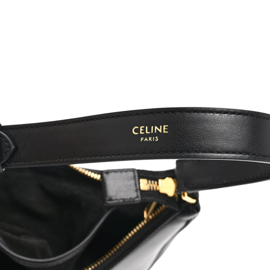 Smooth Calfskin Medium Strap Ava Triomphe Shoulder Bag Black