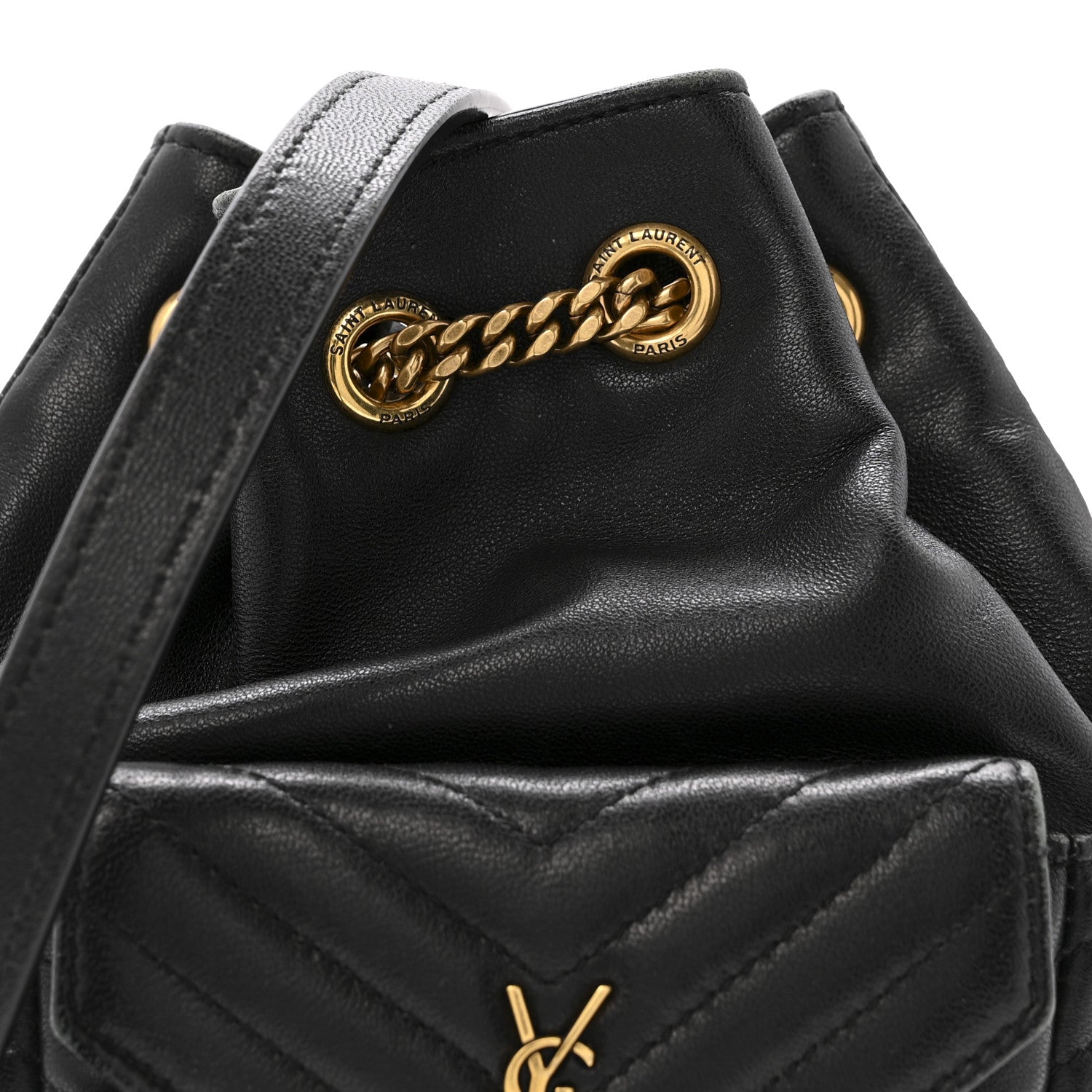 Lambskin Matelasse Monogram Joe Nano Bucket Bag Black