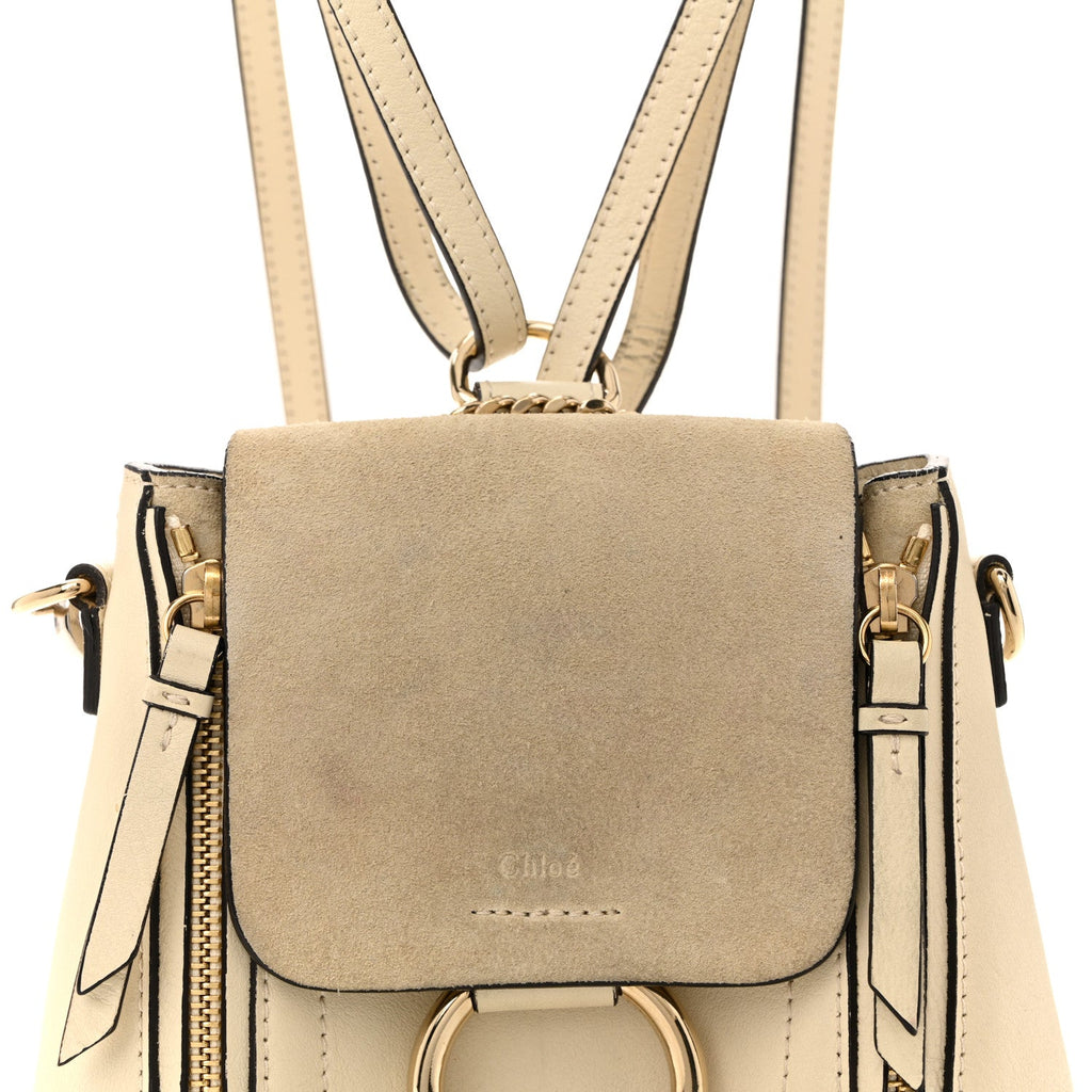 Suede Calfskin Mini Faye Backpack Off White