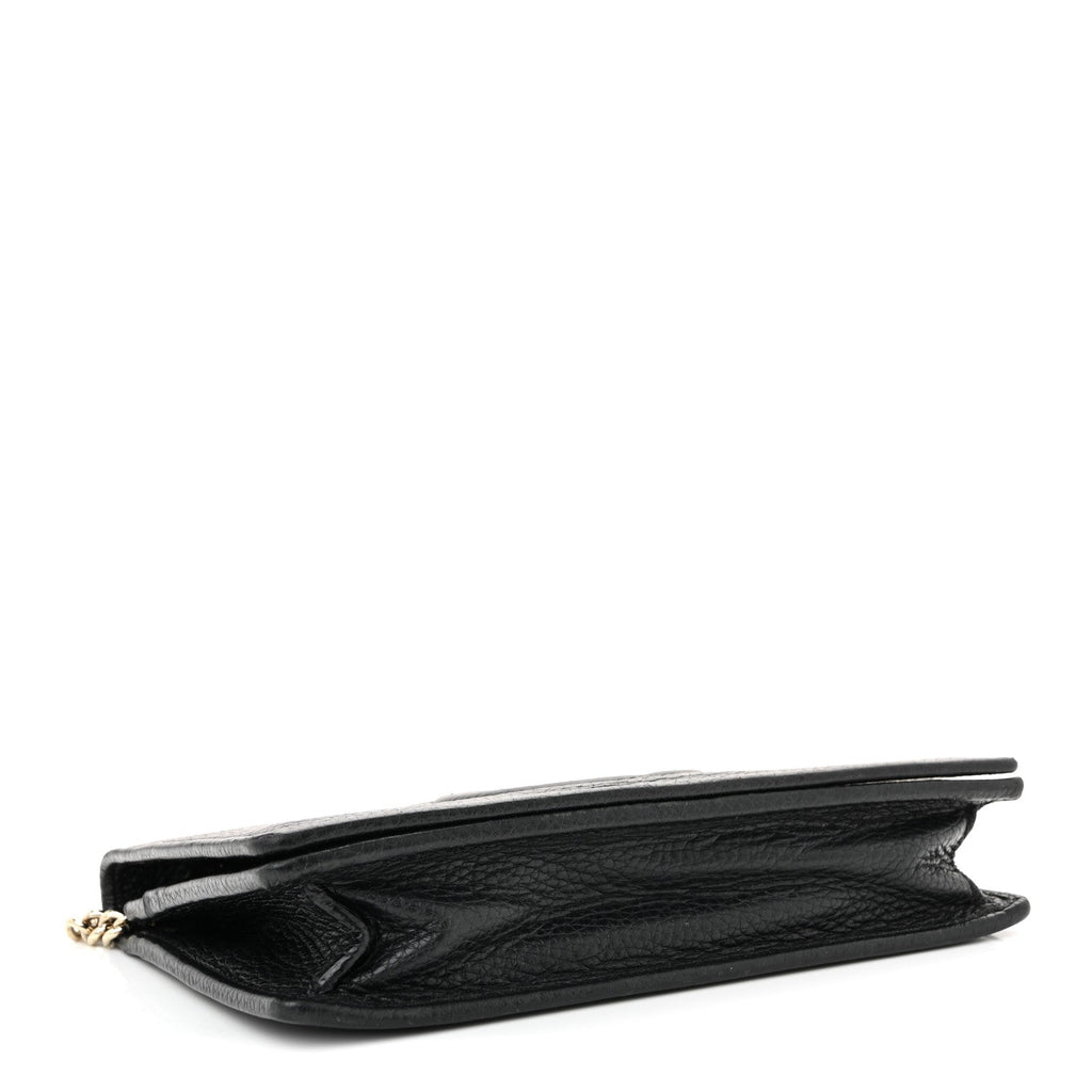 Pebbled Calfskin Soho Wallet On Chain Black