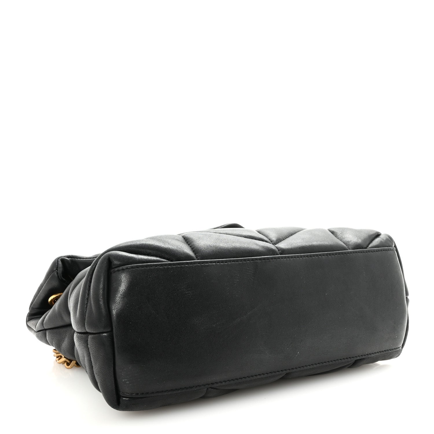 Lambskin Quilted Small Loulou Puffer Monogram Chain Satchel Black