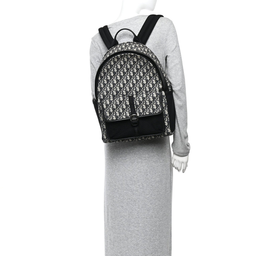 Oblique Calfskin 8 Backpack Beige Black