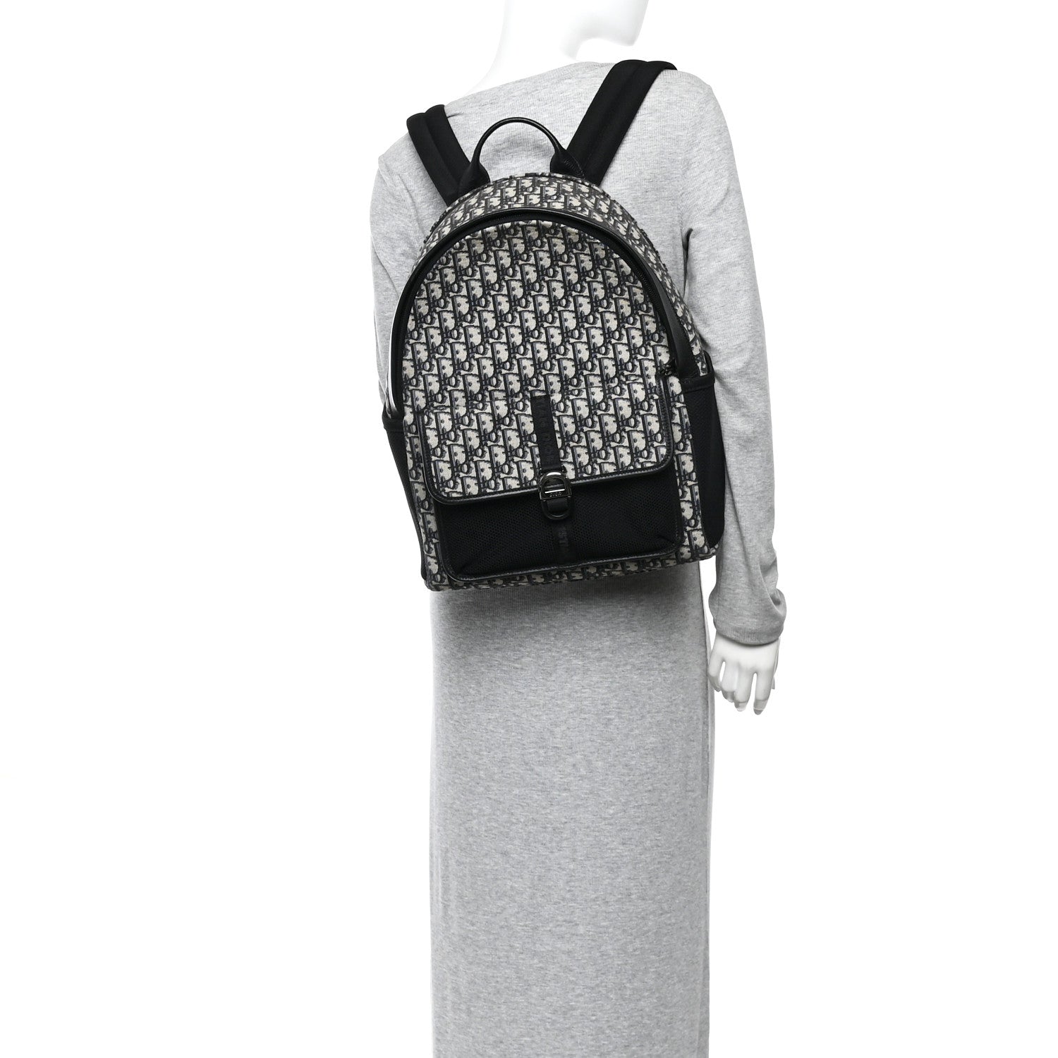 Oblique Calfskin 8 Backpack Beige Black
