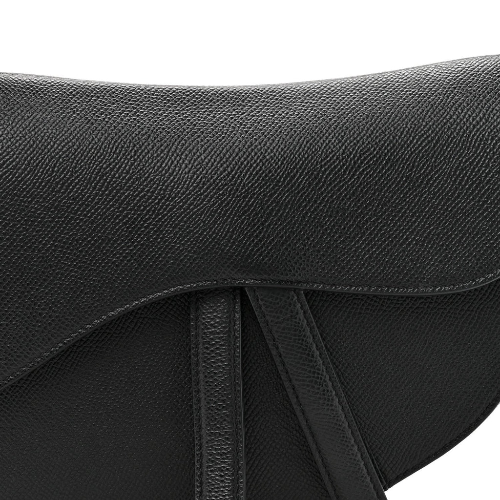 Grained Calfskin Saddle Bag Black