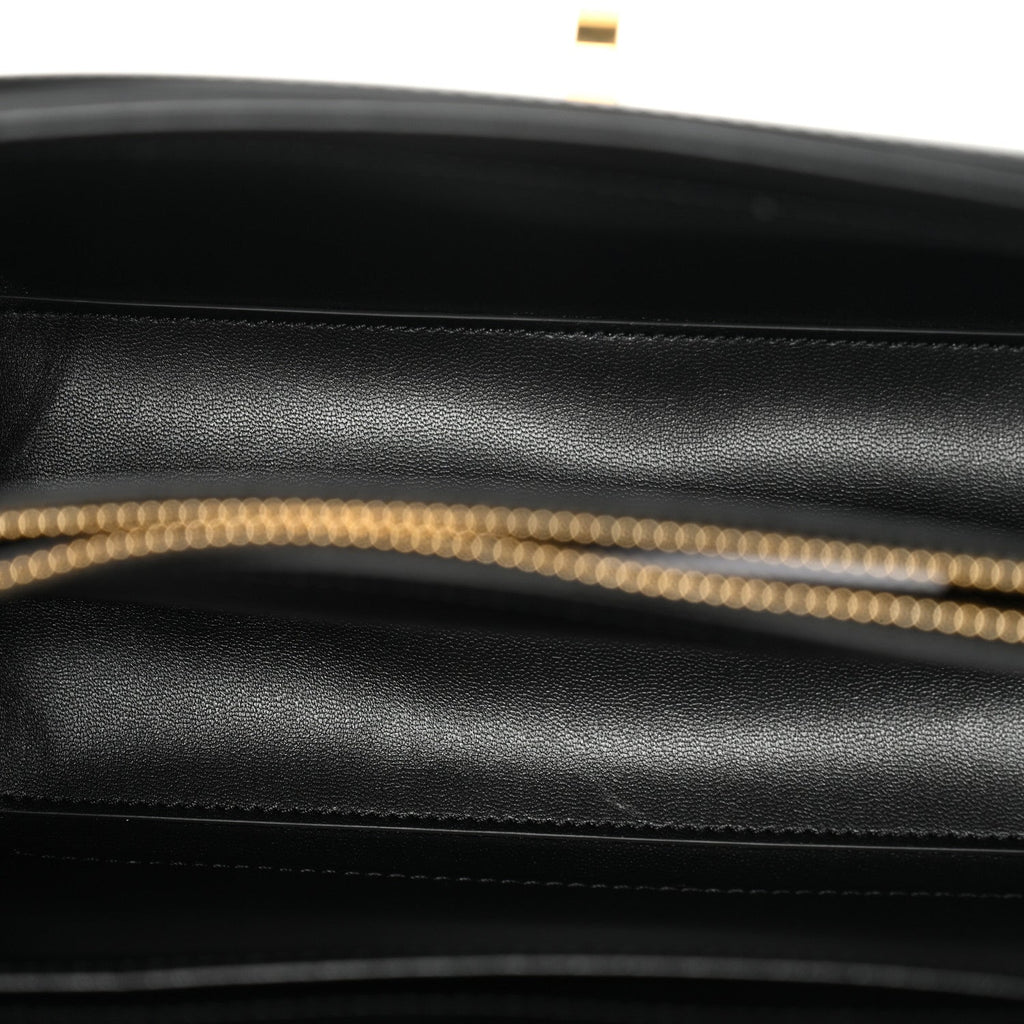 Satinated Calfskin Small 16 Top Handle Bag Black