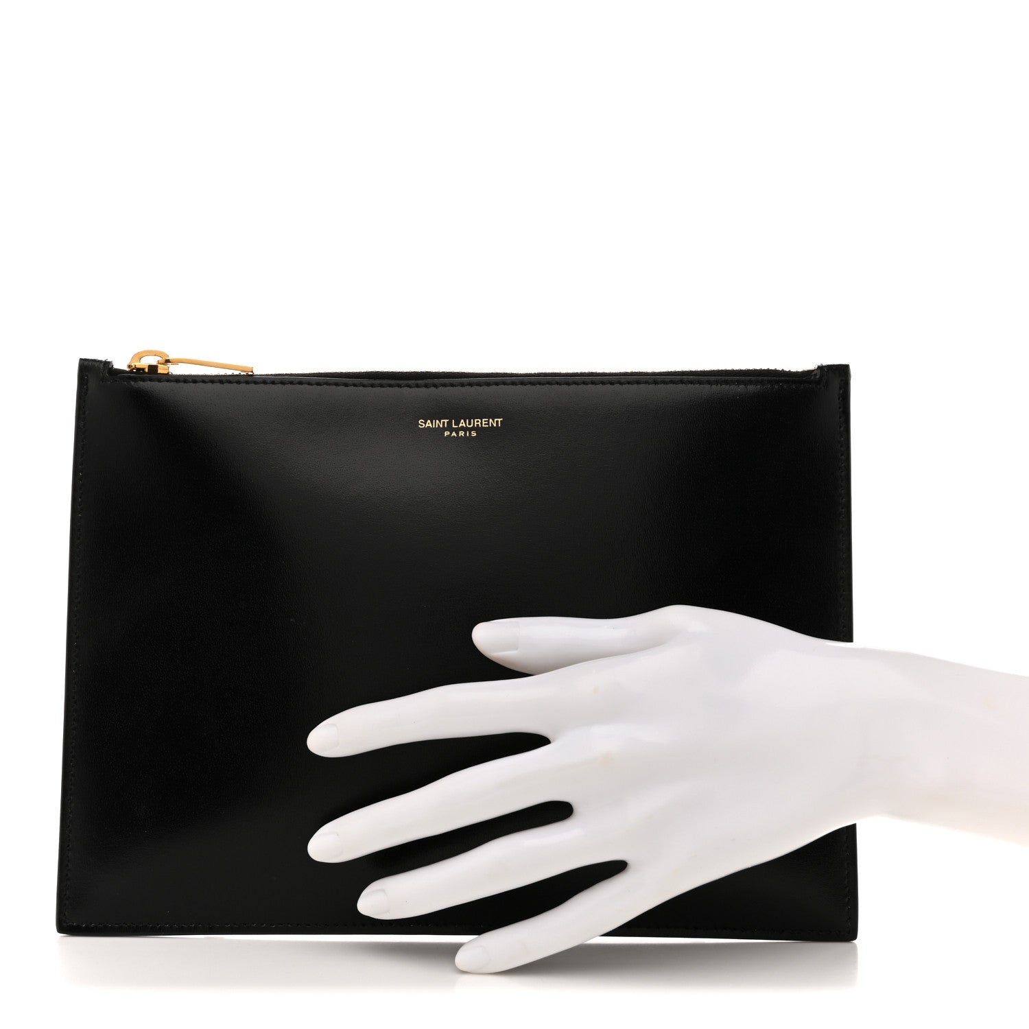Calfskin Zip Clutch Black