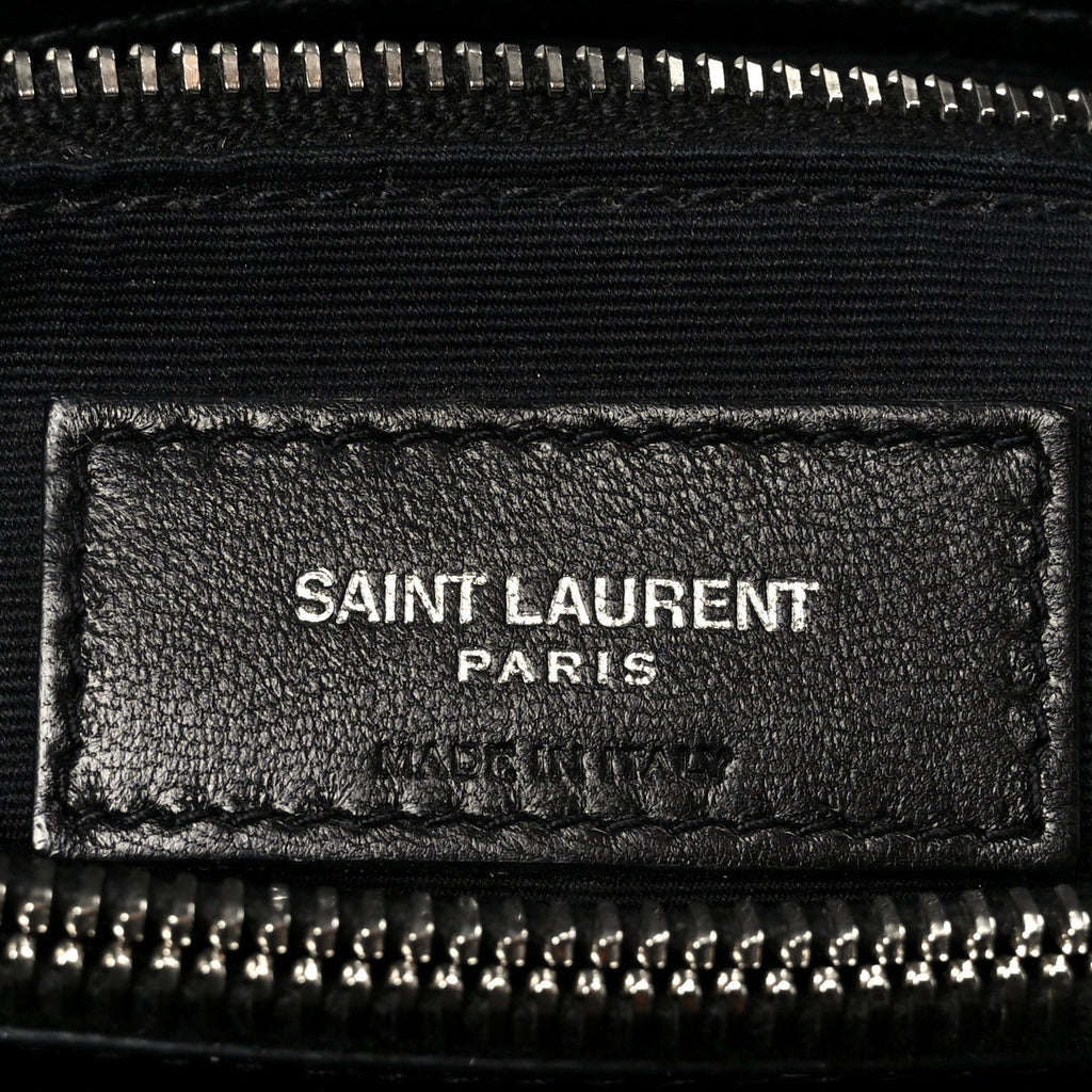 Calfskin Y Quilted Monogram Medium Loulou Chain Satchel Black