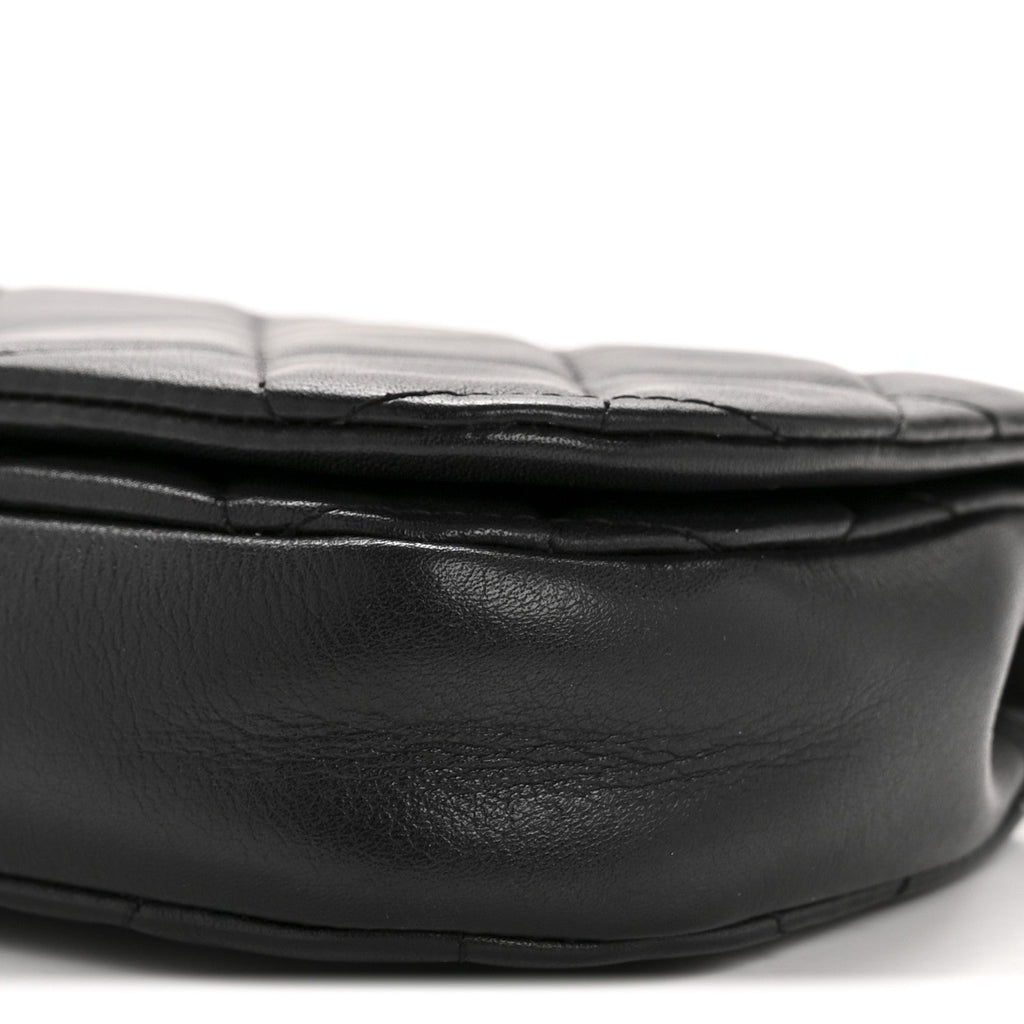 Calfskin Quilted Coco Mail Clutch With Chain Black