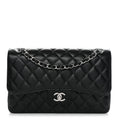 Caviar Quilted Jumbo Double Flap Black