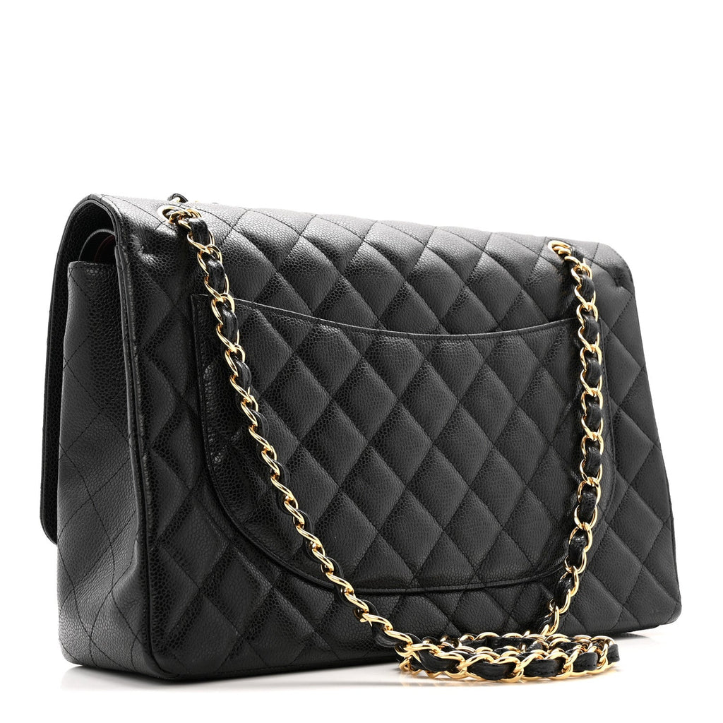 Caviar Quilted Maxi Double Flap Black