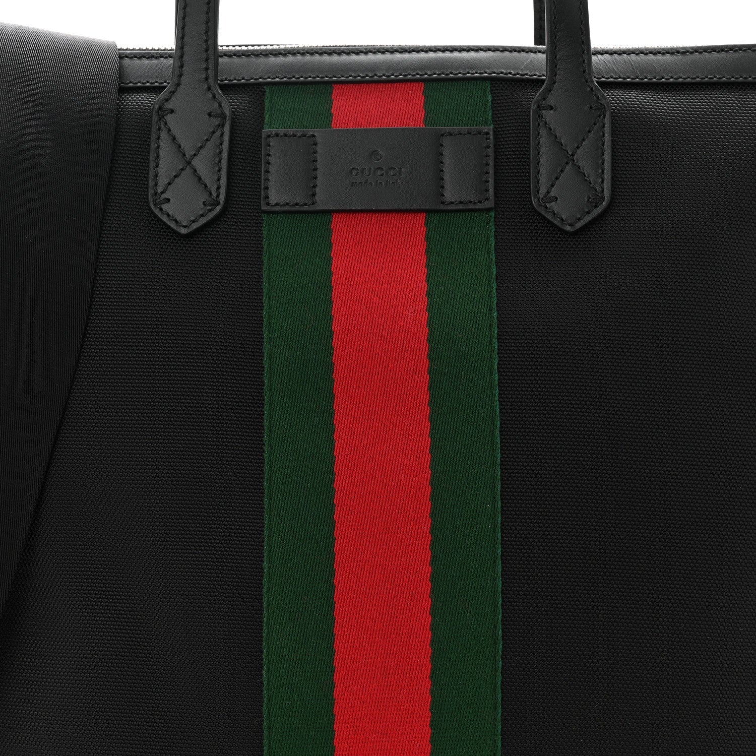 Techno Canvas Web Top Handle Shoulder Bag Black