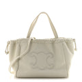 Calfskin Cuir Small Triomphe Cabas Drawstring White