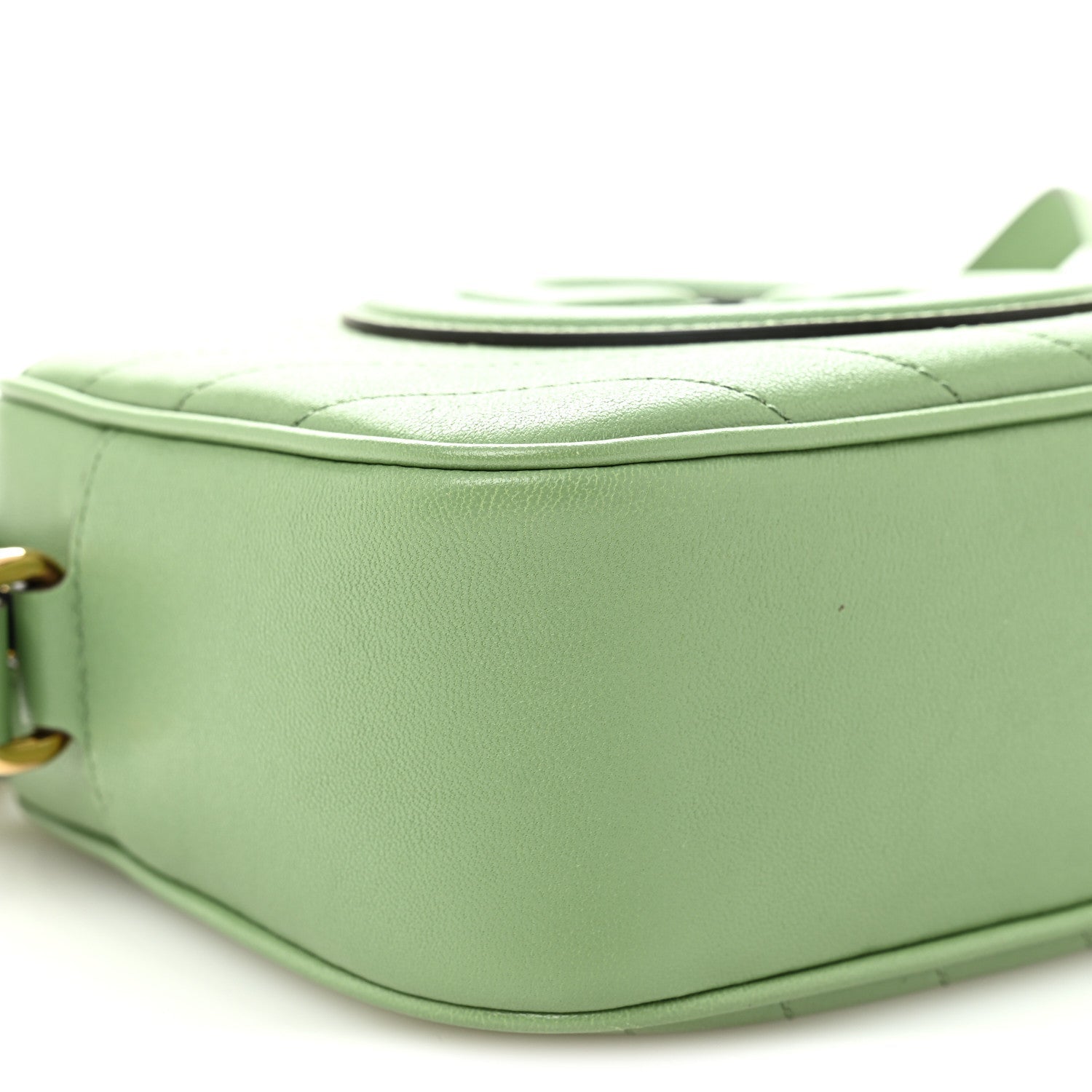 Sakai Be Green Calfskin Diagonal Stitched Small Blondie Shoulder Bag Green Soil Grass