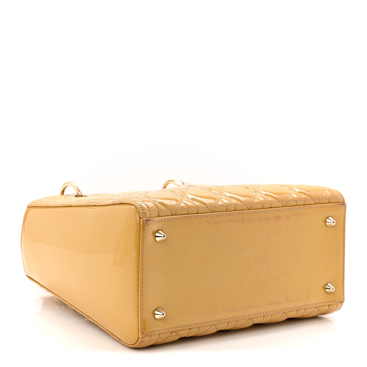 Patent Cannage Medium Lady Dior Beige