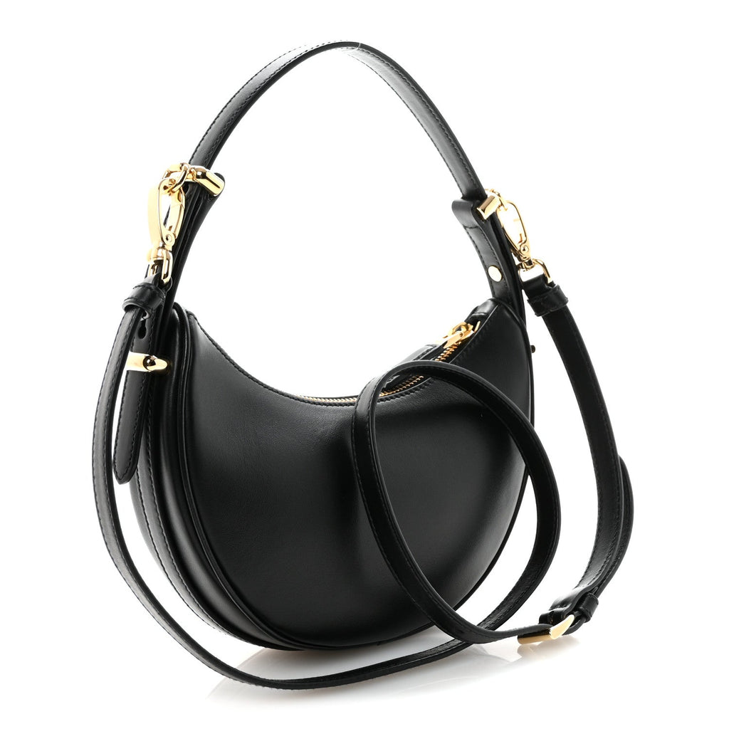 Soft Calfskin Arque Shoulder Bag Black