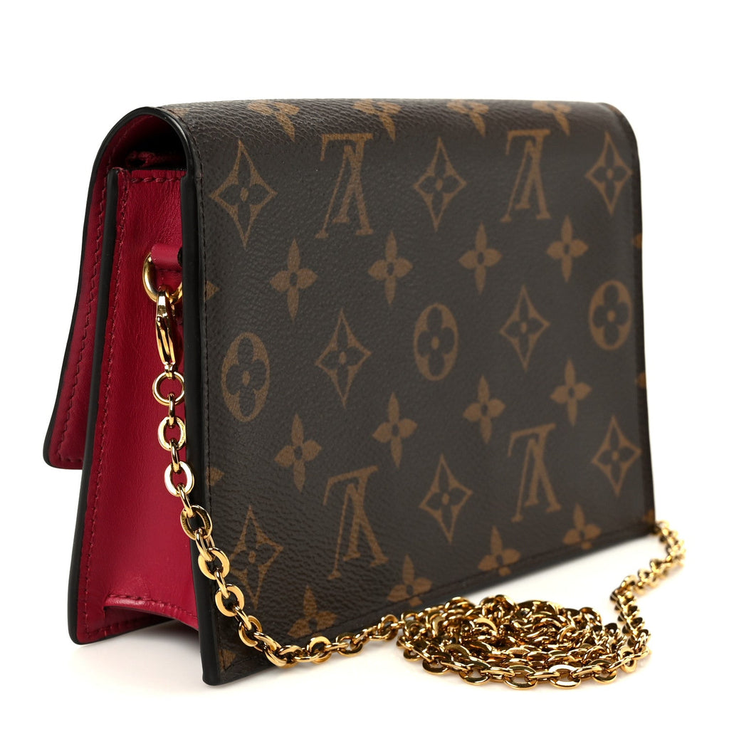 Monogram Flore Chain Wallet Fuchsia