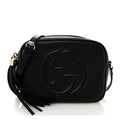 Pebbled Calfskin Small Soho Disco Bag Black