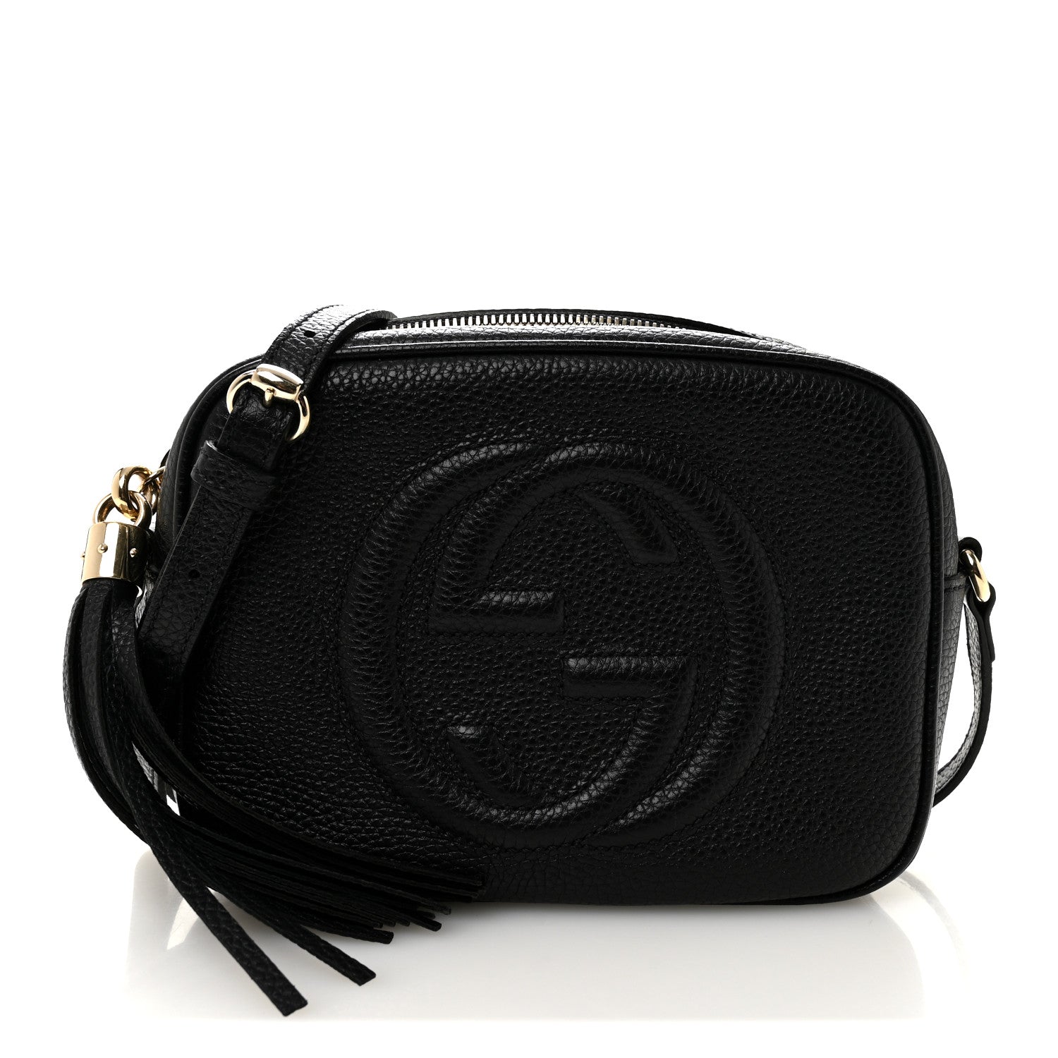 Pebbled Calfskin Small Soho Disco Bag Black