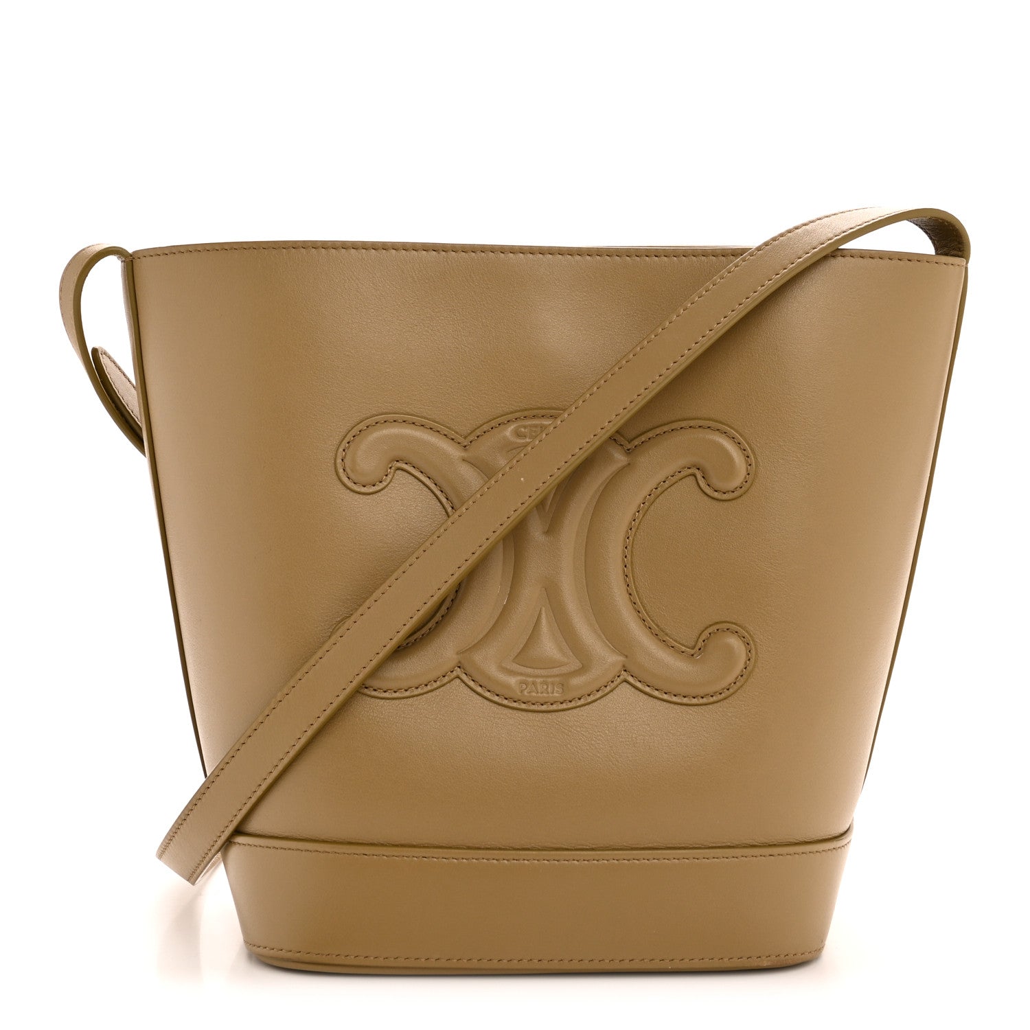 Smooth Calfskin Small Cuir Triomphe Bucket Bag Olive