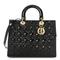 Patent Cannage Large Lady Dior Black