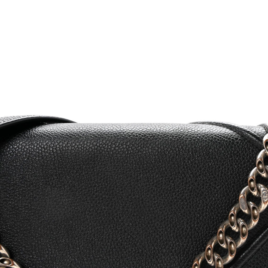 Grained Calfskin Medium Diorama Flap Bag Black