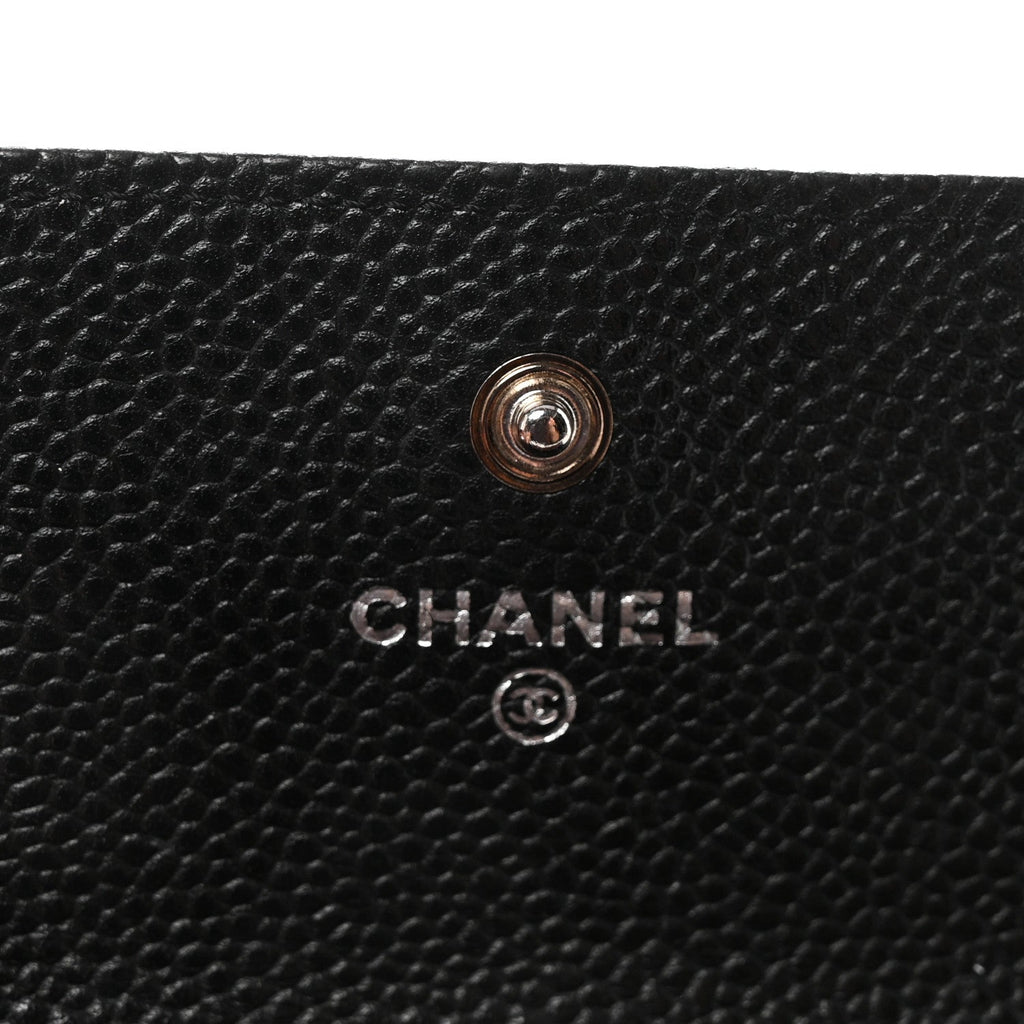 Caviar Quilted Large Gusset Flap Wallet Black