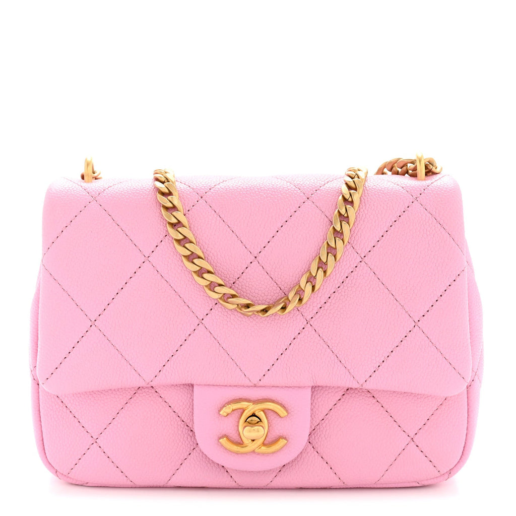 Caviar Quilted Mini Sweetheart Flap Lilac