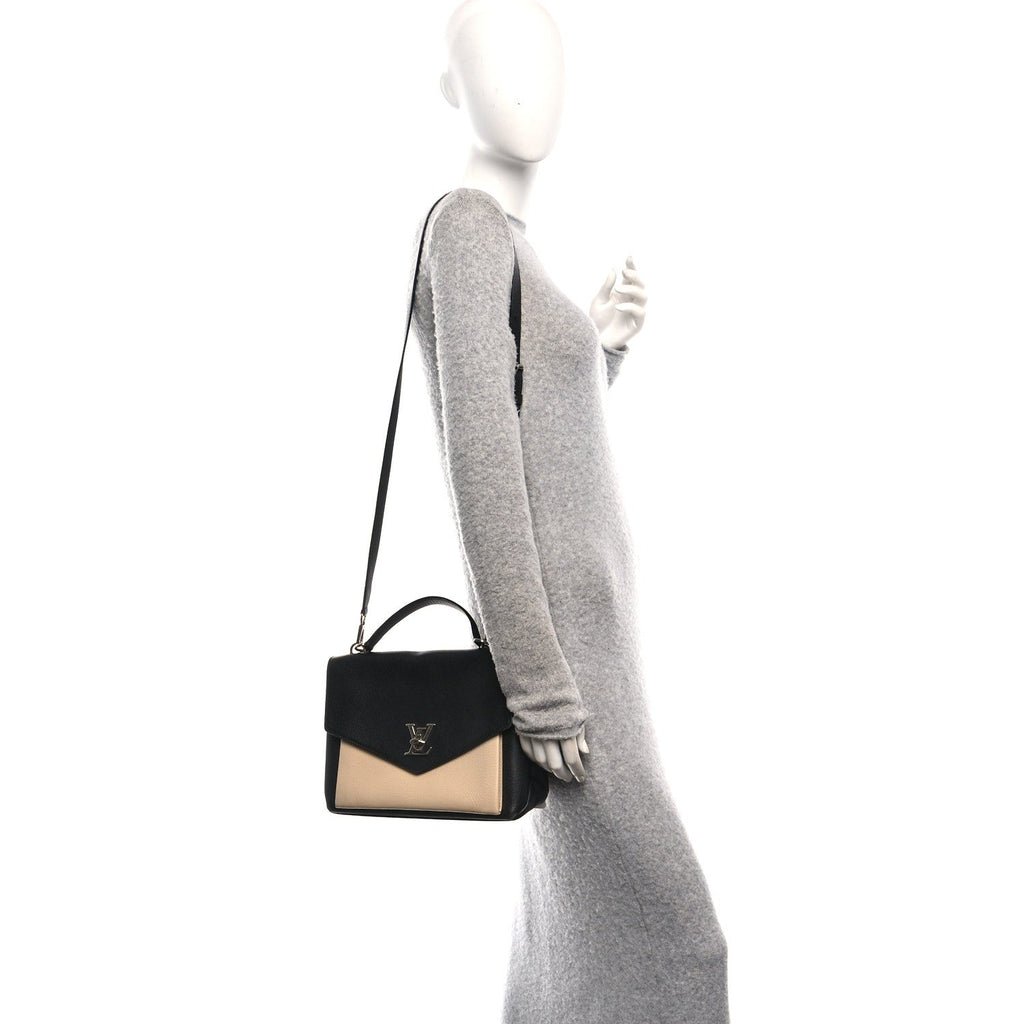 Soft Calfskin My Lockme Top Handle Vanille Black