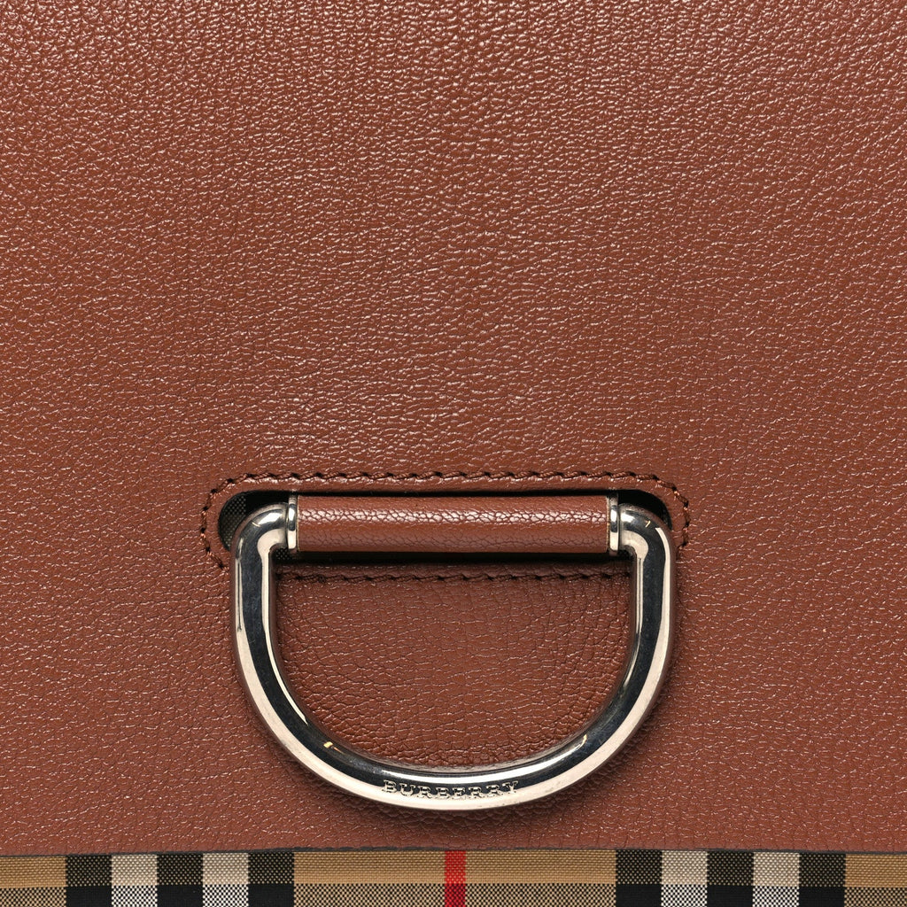 Goatskin Vintage Check Medium D-Ring Bag Tan Black