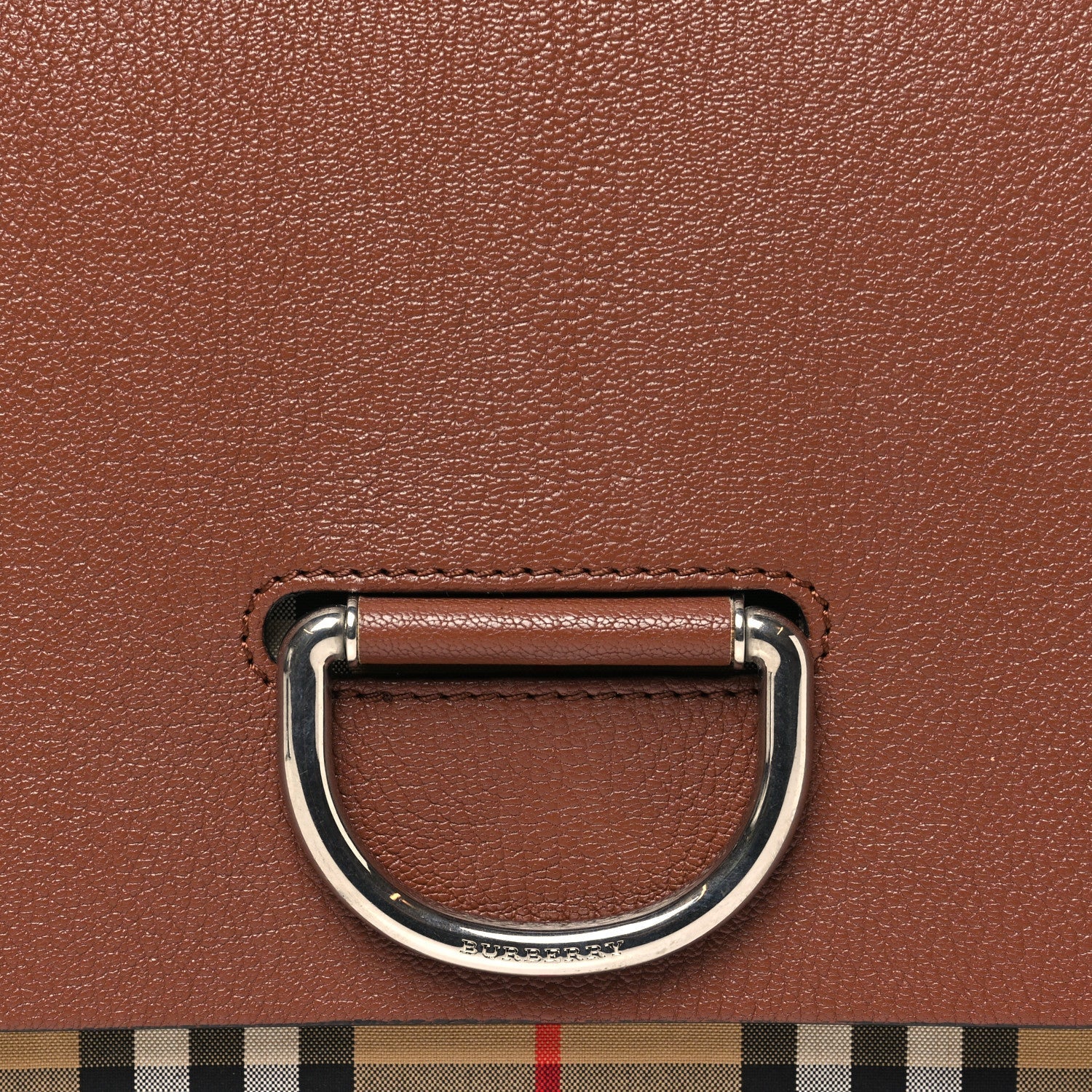 Goatskin Vintage Check Medium D-Ring Bag Tan Black