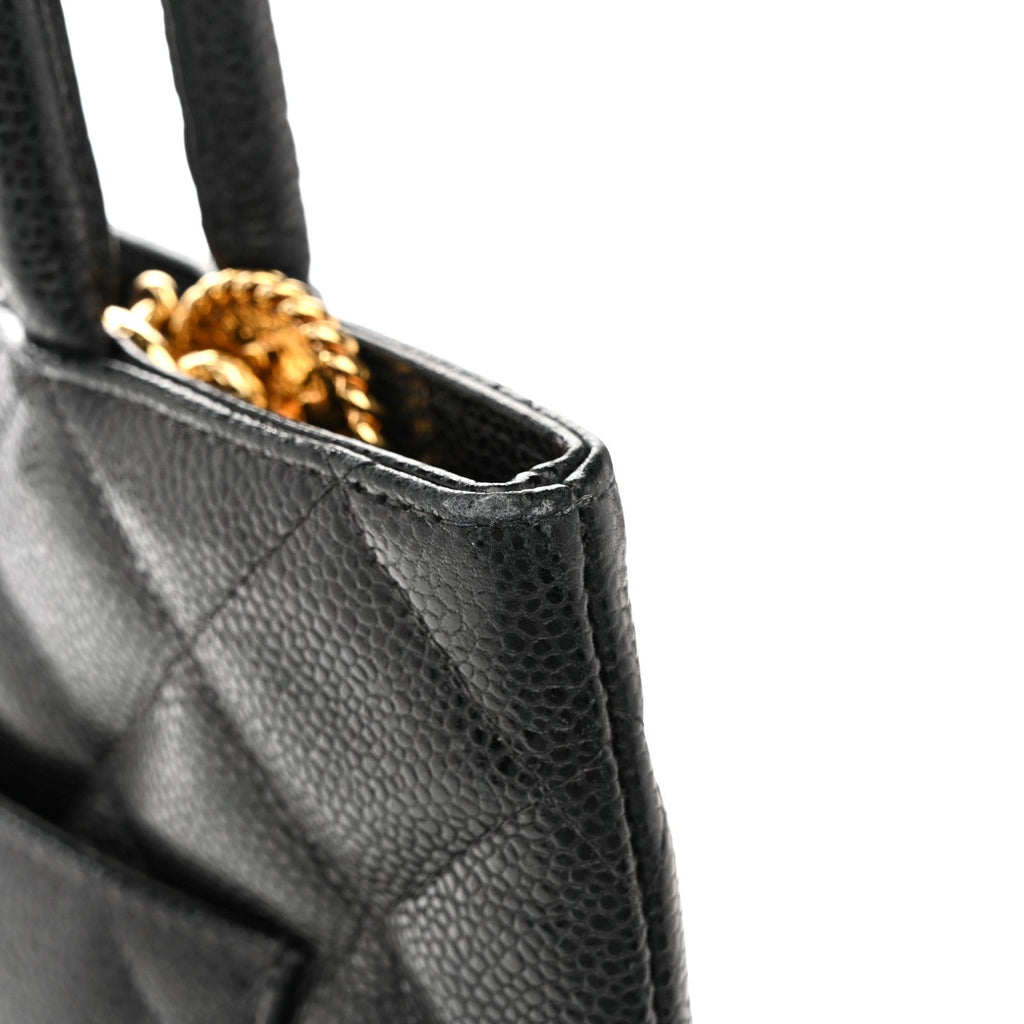 Caviar Quilted Medallion Tote Black