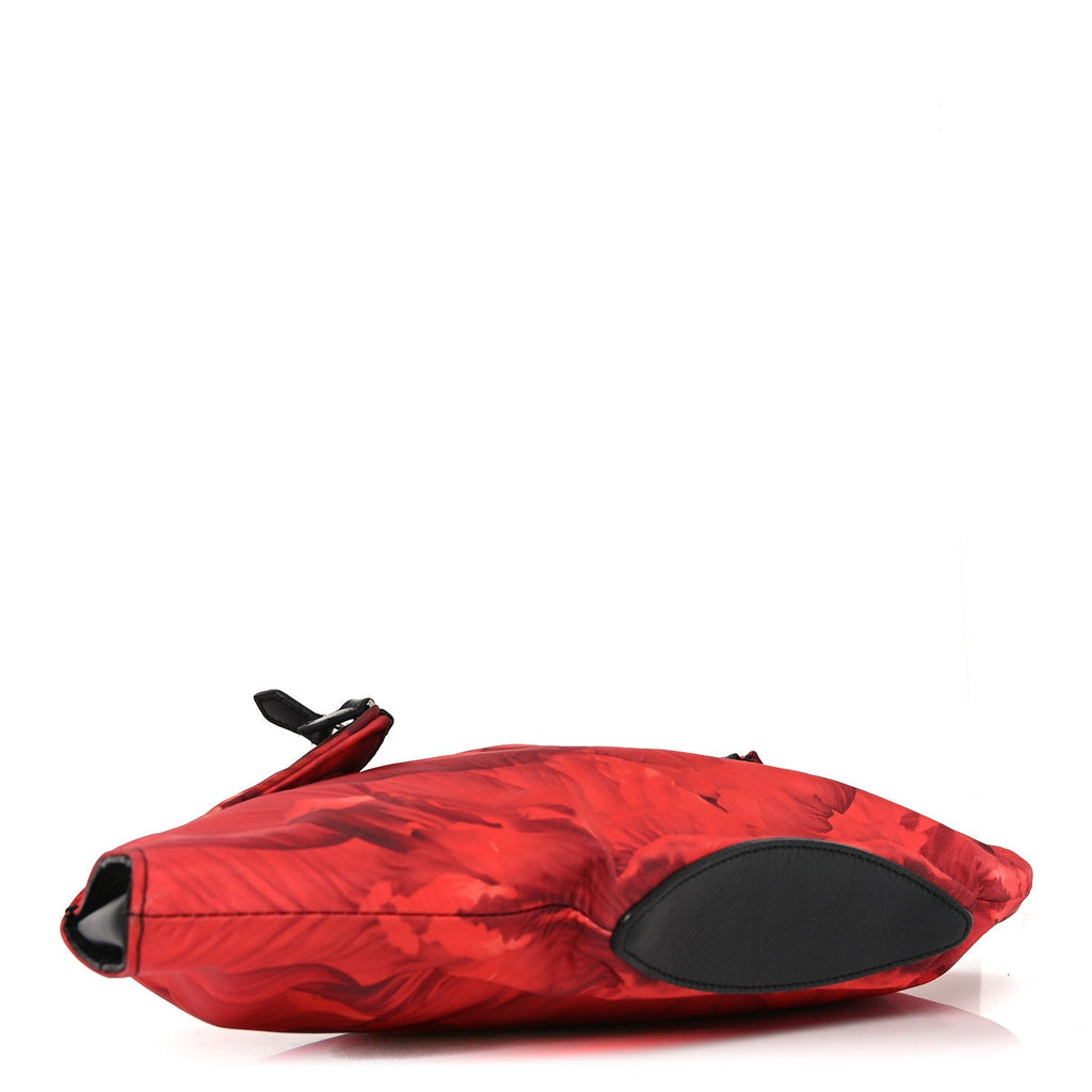 Silk Floral Print Clutch Red Multicolor